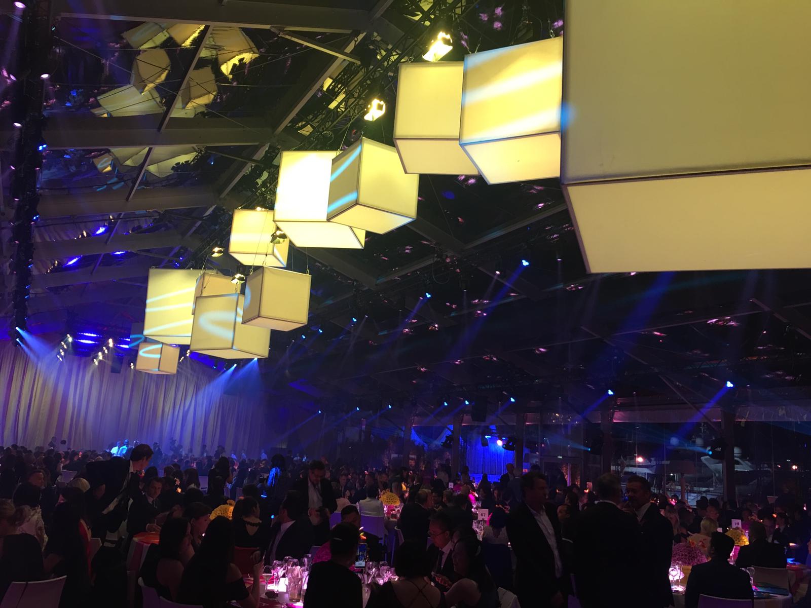 Corporate event lounge area with rental furniture and decor in Barcelona