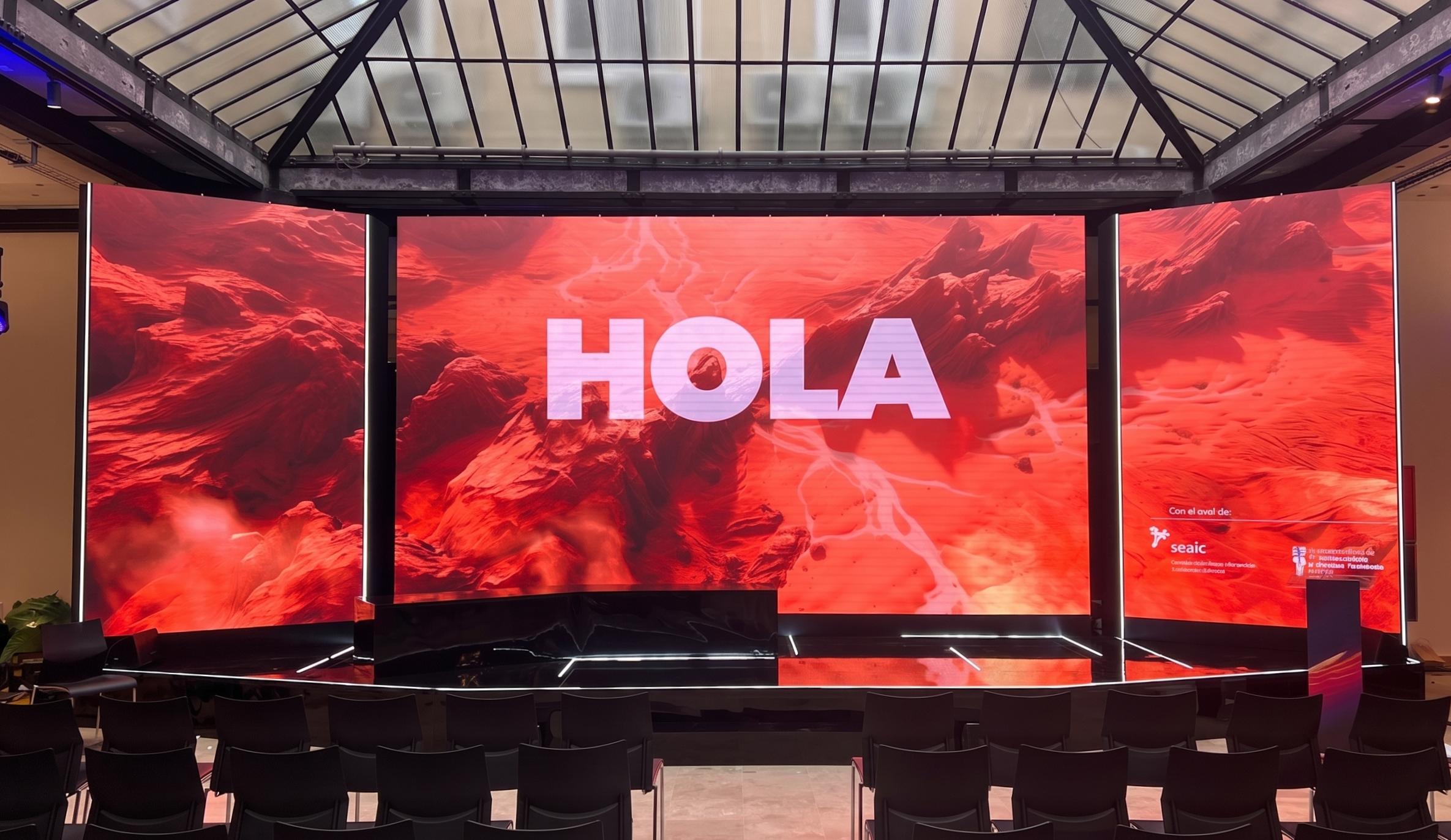 Suelo de lineolo negro brillante con luz LED RGB